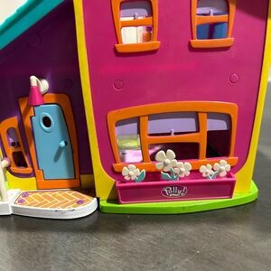 Vintage 2002 Polly Pocket Colorful Playhouse, foldable with sliding elevator toy